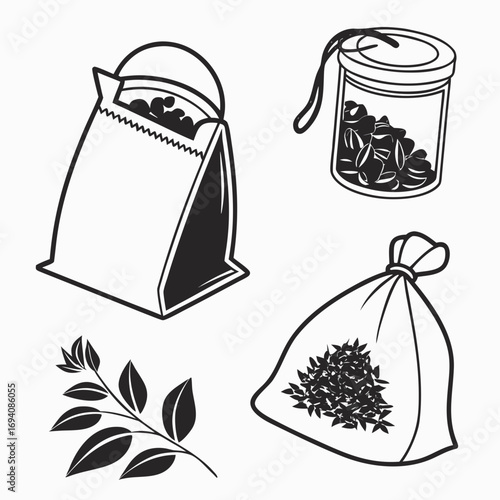 Tea leaves and packaging vector