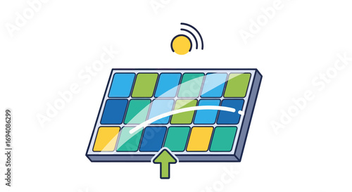 Colorful Solar Panel Capturing Sunlight for Renewable Energy Generation.