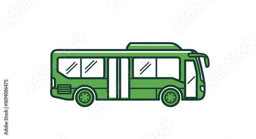 A simple green city bus illustration shown in a side profile view with bold outlines.