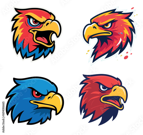 Vsai four aggressive eagle heads logo representing power and pride