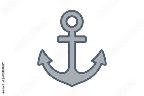 Anchor symbol maritime icon. Ship anchor nautical vector illustration. Simple flat marine clipart. Stylized cartoon anchor for graphic design, print, web. Sea travel, boating, navigation element.