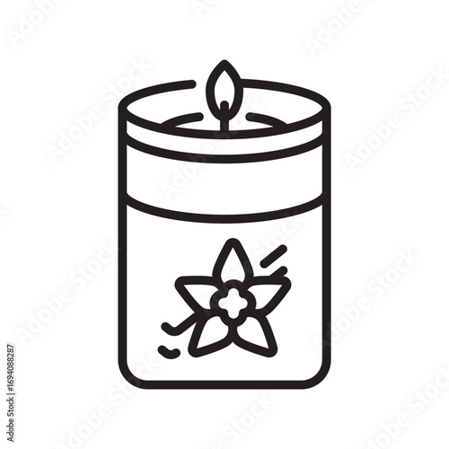Scented candle black line icon. Vector isolated element