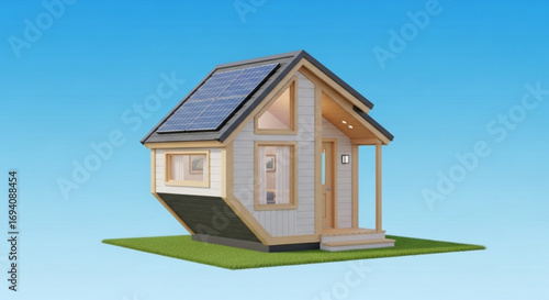 Eco friendly tiny house with solar panels modern architecture sustainable living design