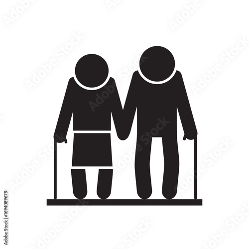Vector illustration of an elderly couple holding hands icon.