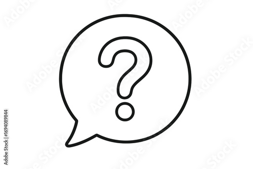 Question mark in speech bubble outline icon. Concept for help, support, FAQ, query. Vector symbol for web design, apps, communication, and customer service. Ask sign.