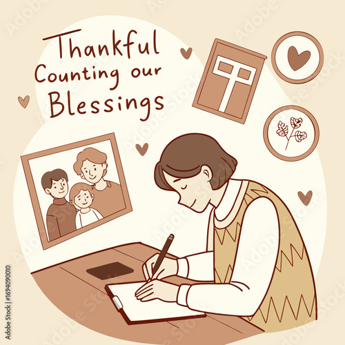 Inspirational typography design for counting blessings