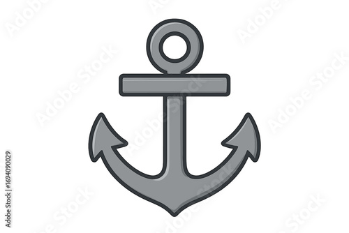 Anchor vector icon. Nautical marine sea ocean sign. Boat ship sailing equipment. Naval security stability concept illustration. Heavy metal graphic. Isolated flat design.