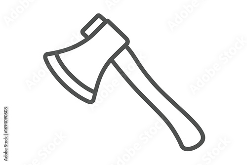 Axe line icon. Minimalistic linear pictogram of a hatchet. Vector outline symbol for web design, apps, UI, UX. Concept of wood cutting, lumberjack, camping, survival tool.