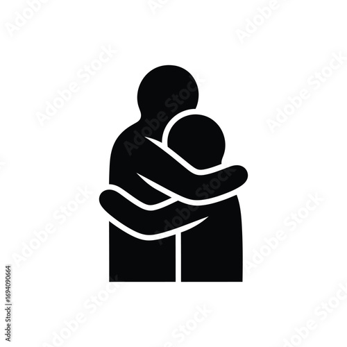 Illustration of two people hugging, symbolizing love, support, and connection
