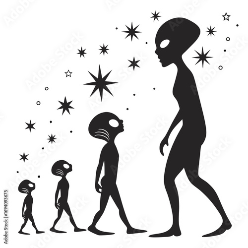 Alien figures walking among stars extraterrestrial