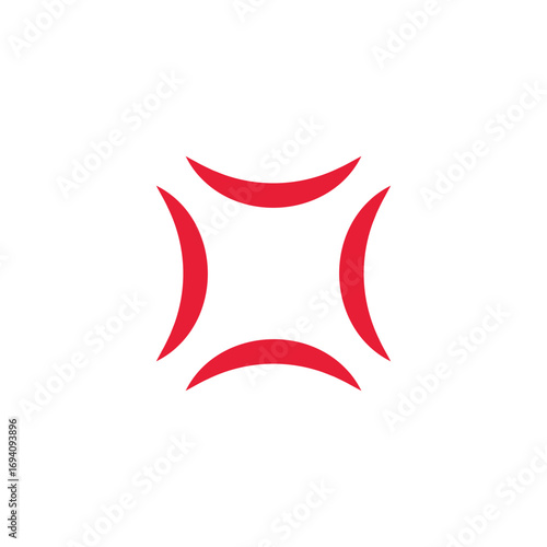 Red angry symbol vector icon in anime style. A modern and clean design to represent stress and anger. Perfect for web icons, comics, and graphic design projects
