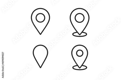Map pin line icon set. Location marker vector pack. Minimalist outline pictogram for web and graphic design. Simple navigation symbol for apps. GPS destination pointer place.
