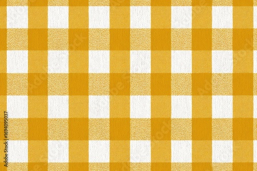 Geometric pattern of mustard yellow and white squares