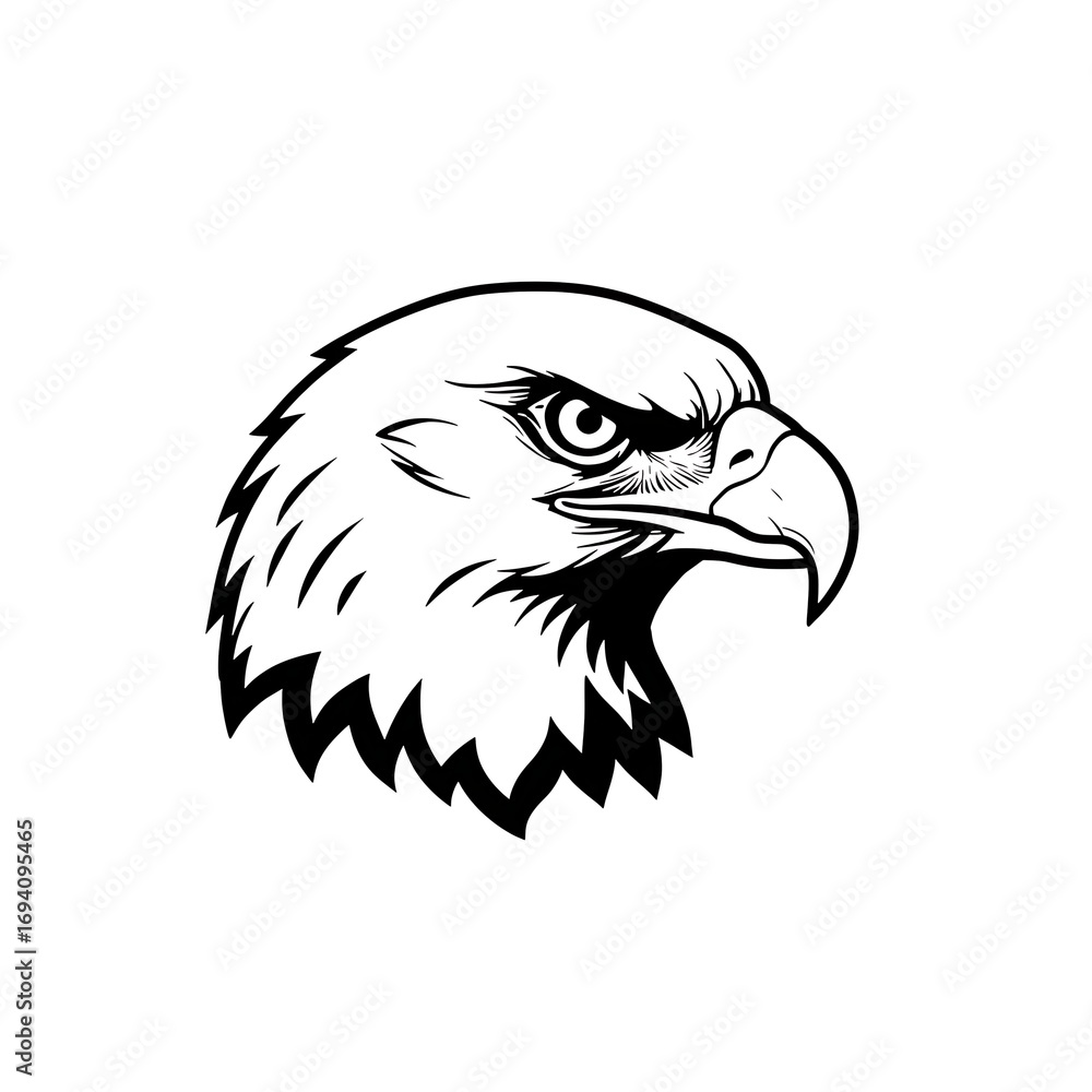 Obraz premium Black and white vector illustration of an eagle's head, perfect for a tattoo or logo design