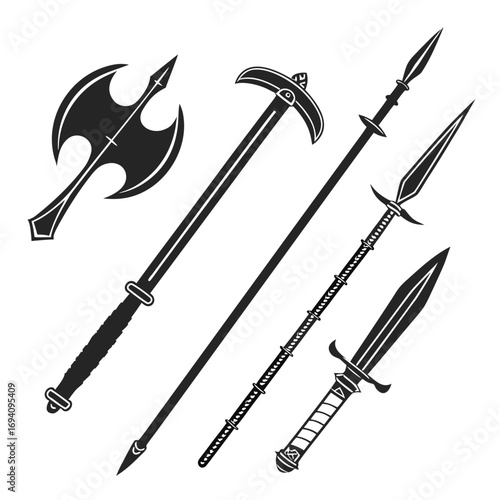 Battle weapons axe spear dagger battle axe sword