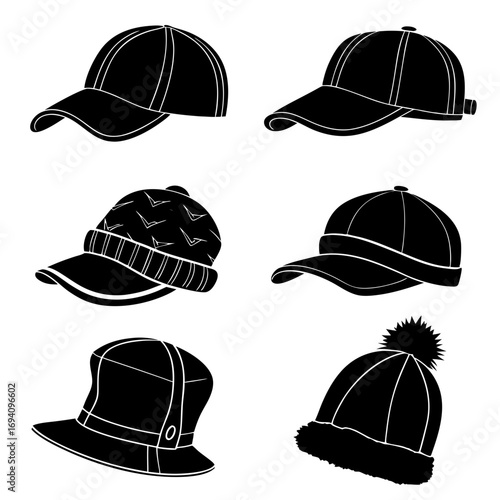 Black hat collection baseball cap winter beanie hats