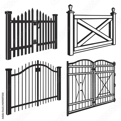 Black metal fences and gates picket