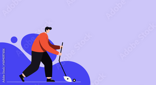 Man playing field hockey, demonstrating active lifestyle and sports engagement. Ideal for concepts of health, fitness, recreation, and competition.