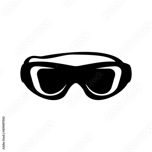Stylized black and white image of ski goggles for protecting eyes