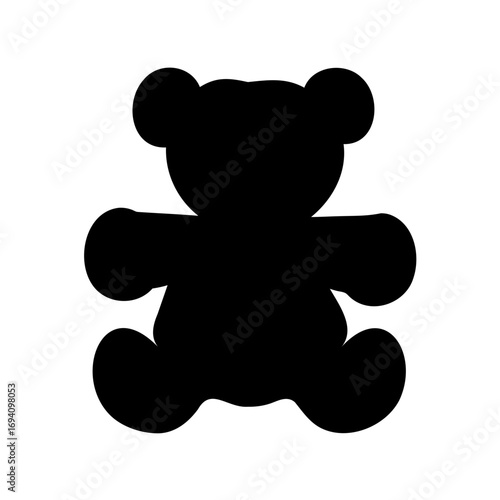 Monochrome Illustration of a Simple Teddy Bear Shape on a White Background