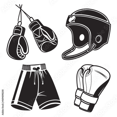 Boxing mma gear silhouettes boxing gloves mma gloves