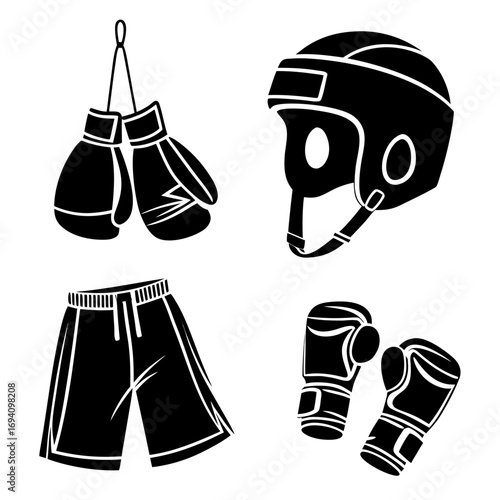 Boxing mma gear silhouettes boxing gloves mma gloves