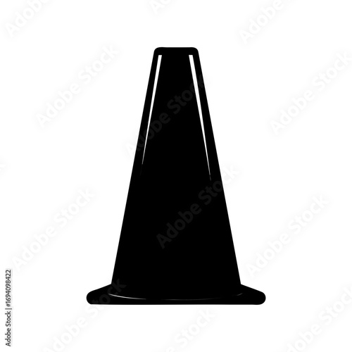 A Bold Black Silhouette of a Traffic Cone Set Against White Backdrop
