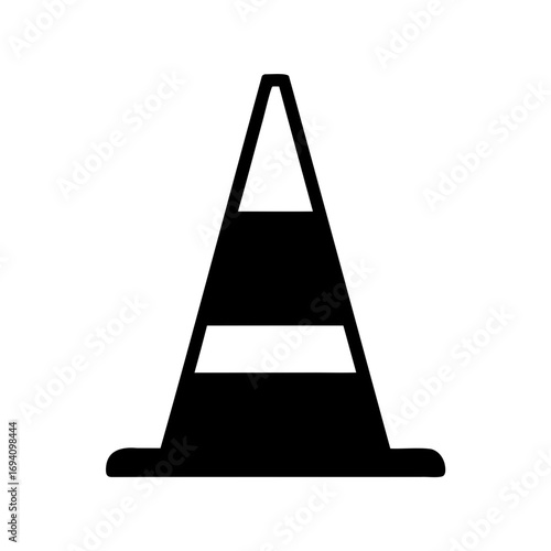 Simple black and white traffic cone vector illustration on a white background