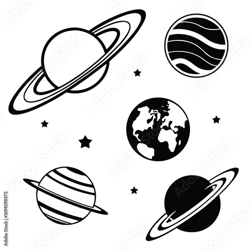 Celestial bodies and stars graphic design planet saturn