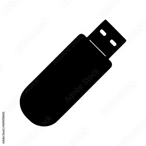 Simple black and white illustration of a portable USB drive memory device