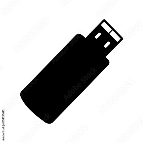 Black USB Flash Drive Isolated on White Background for Data Storage