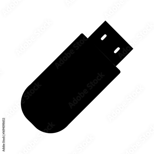 Black and white illustration of a standard USB flash drive design