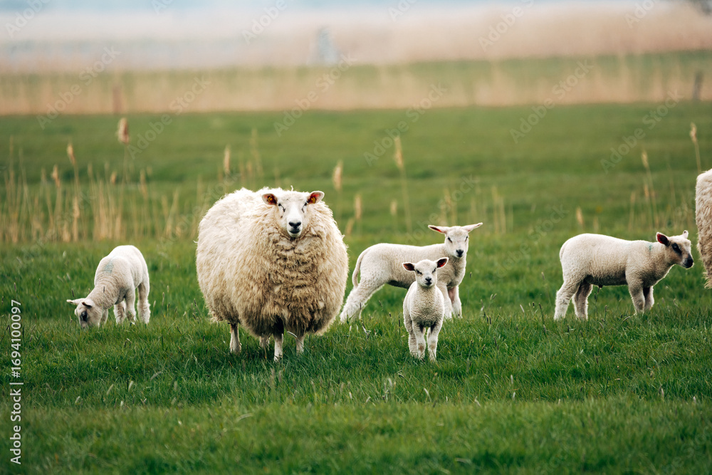 Fototapeta premium Sheep on a Meadow