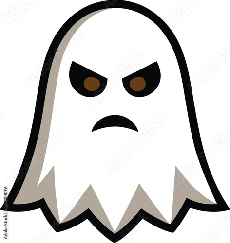 “Flat vector ghost icon in minimal style, soft rounded shape, simple eyes and mouth, clean linework, no extra details, isolated on plain background.”