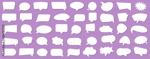 Speech bubble blank collection. Variety of empty comic bubbles for text and dialogue. Useful for comics, notes, and design
