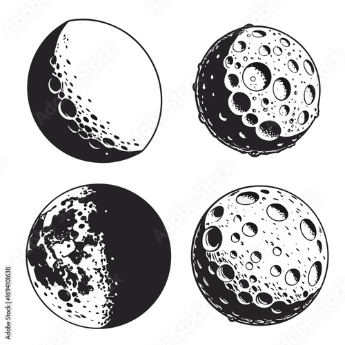 Four moon crater illustrations craters celestial