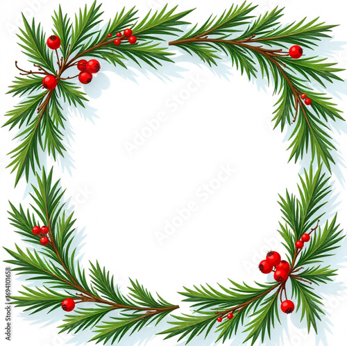 christmas frame with fir branches
