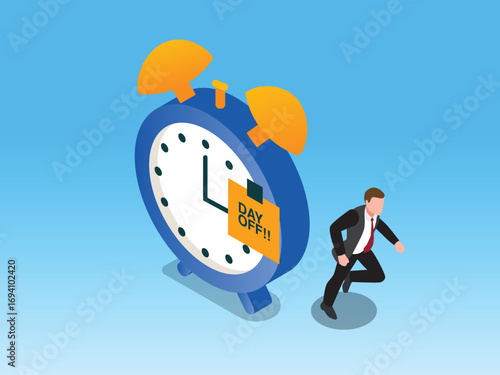 Day off and work life balance 3d isometric vector illustration