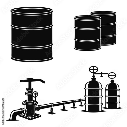 Industrial oil barrels and pipeline system storage