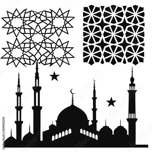 Islamic mosque architecture and geometric patterns