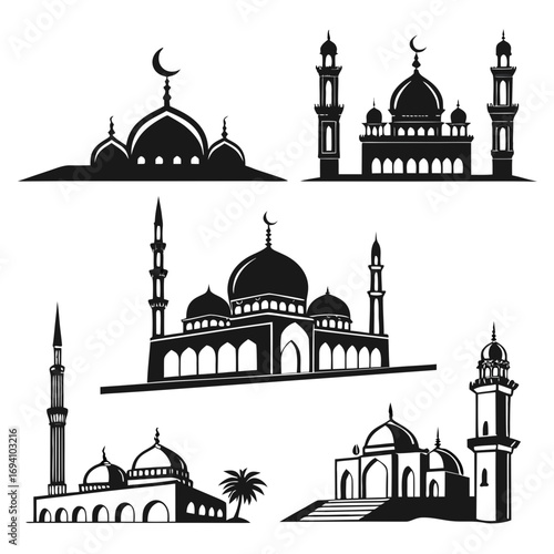 Islamic mosque architectural styles silhouettes architecture