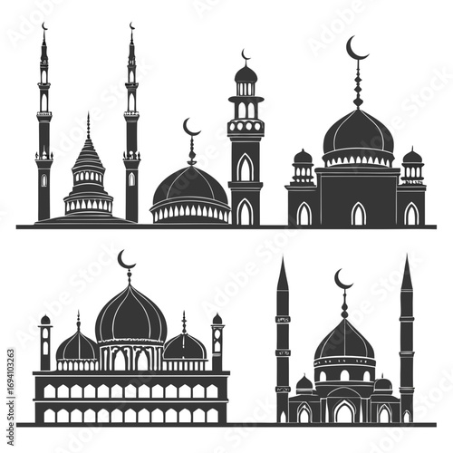 Islamic mosque architecture silhouettes dome