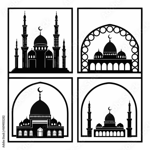 Islamic mosque architecture silhouettes dome