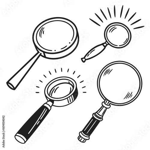 Magnifying glass collection various styles search discovery