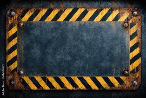Rusted metal plate with warning stripes (3)