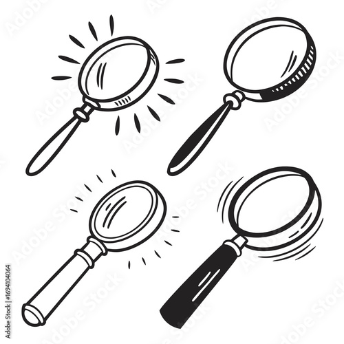 Magnifying glass illustration styles doodle sketch
