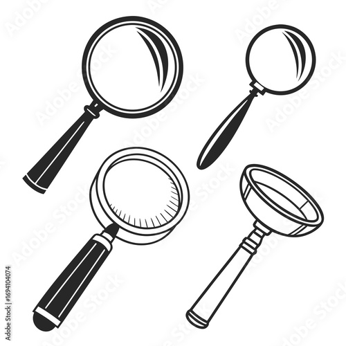 Magnifying glass collection diverse styles tool optical