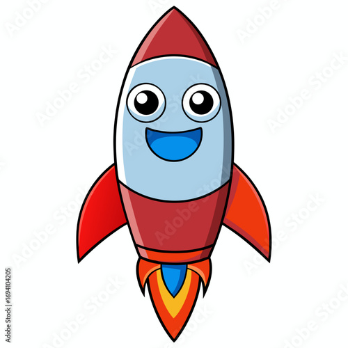 Cute cartoon rocket ship vector illustration for kids space exploration and science education projects design