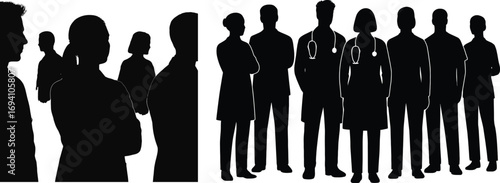 Medical team silhouette gathering abstract professionals meeting discussion healthcare professionals collaboration 