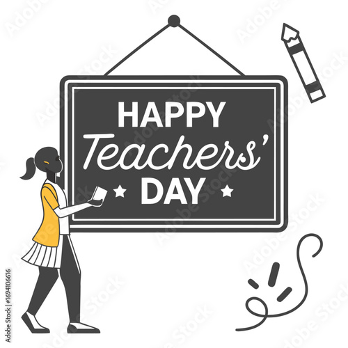 Happy teachers day chalkboard greeting design